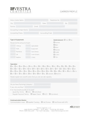 Carrier Profile Form