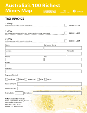 Australia's Richest Mines Map Order Form