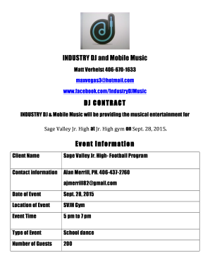 Dj contracts - INDUSTRY DJ contract SVJH football dancedocx - web ccsd k12 wy