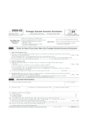 Form 2555-EZ Foreign Earned Income Exclusion