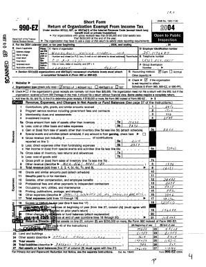 Form 990-EZ Return of Organization Exempt From Income Tax
