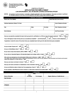 Wisconsin Law Enforcement Employment Application