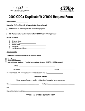 2009 W-2/1099 Request Form