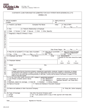 USAble Life Health Insurance Claim Form