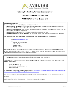 Queensland White Card Statutory Declaration