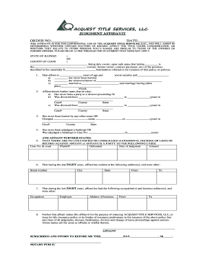 Judgment Affidavit for Title Services