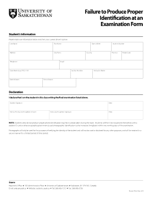 Failure to Produce Proper Identification at an Examination Form