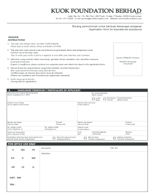 Kuok Foundation Educational Assistance Application Form