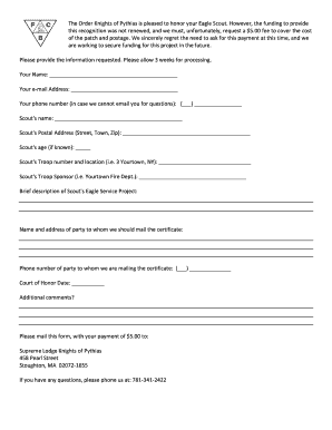 Eagle Scout Recognition Form
