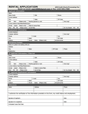 Rental Application Form