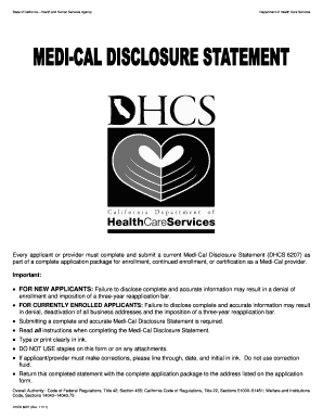 California Medi-Cal Disclosure Statement