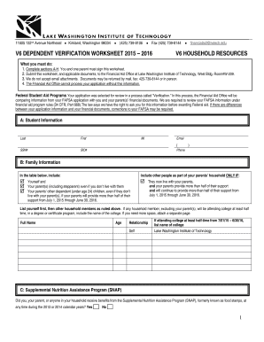 2015-2016 Dependent Verification Worksheet