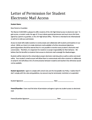 Letter of Permission for Student Electronic Mail Access
