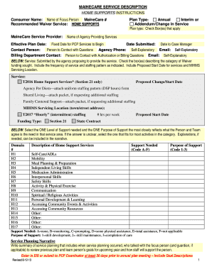 MaineCare Home Supports Service Description