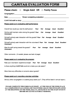 CARITAS EVALUATION FORM - caritasva