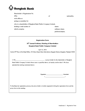 Bangkok Bank Shareholder Proxy Form