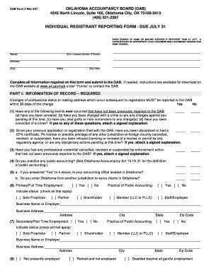Oklahoma Accountancy Board Individual Registrant Reporting Form