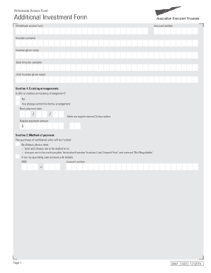 Wholesale Access Fund Additional Investment Form