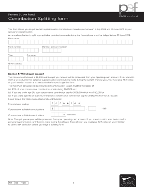 Private Super Fund Contribution Splitting Form