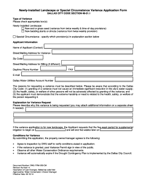 Dallas Landscape Variance Application Form