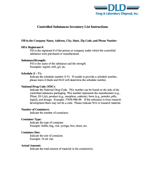 Controlled Substances Inventory List