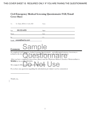 Civil Emergency Medical Screening Questionnaire
