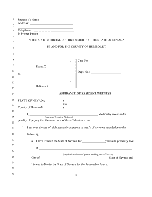 Affidavit of Resident Witness
