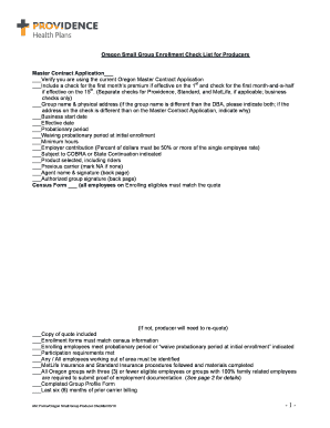 Oregon Small Group Enrollment Checklist