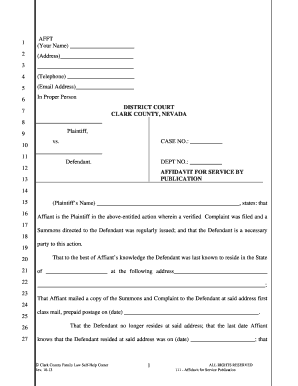 Affidavit for Service by Publication