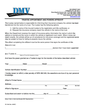 Trustee Appointment and Powers Affidavit