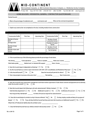 Residential General Contractor Questionnaire