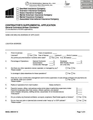 Contractor's Supplemental Application