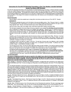 Mississippi Nonresident Amended Income Tax Return