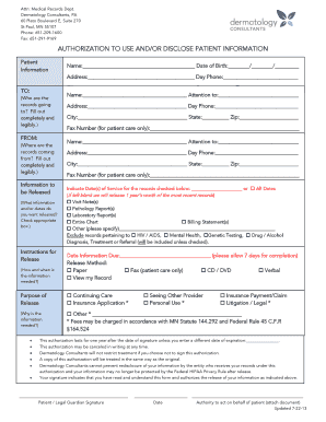 Authorization to Use and Disclose Patient Information