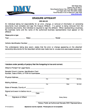 Nevada Erasure Affidavit