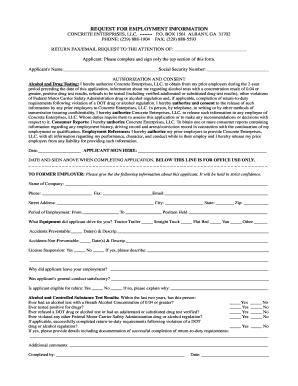 Concrete Enterprises Employment Application
