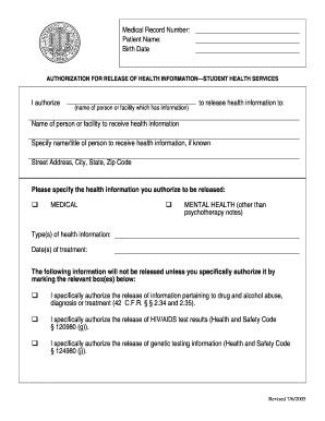 Authorization for Release of Health Information