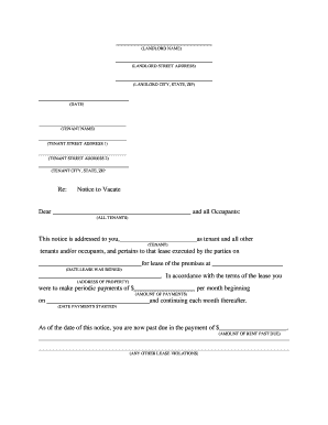 Texas Notice to Vacate