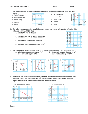Intercepts Worksheet