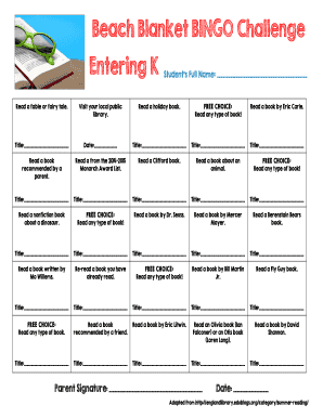 Beach Blanket BINGO Reading Challenge