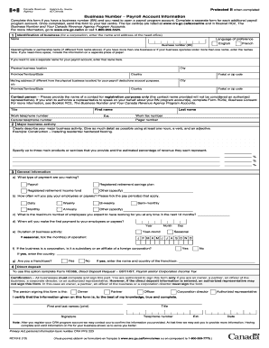 Canada Revenue Agency Payroll Account Registration