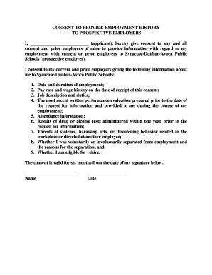 Consent to Provide Employment History