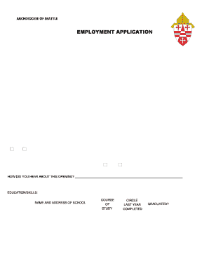Employment Application for Archdiocese of Seattle