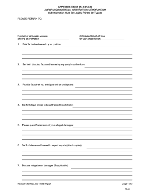 Uniform Commercial Arbitration Memorandum