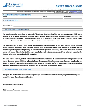 Asset Disclaimer Form