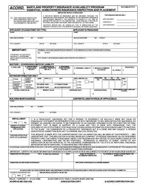 Maryland Homeowners Insurance Application