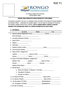 RUC F1 Acceptance Form