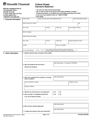 Critical Illness Claimant's Statement