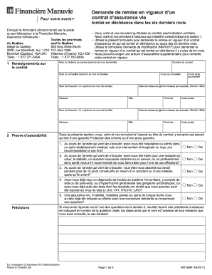 Demande de remise en vigueur d’un contrat d’assurance vie