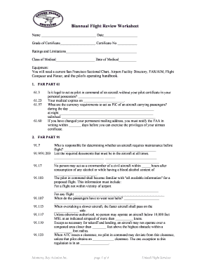 Biannual Flight Review Worksheet